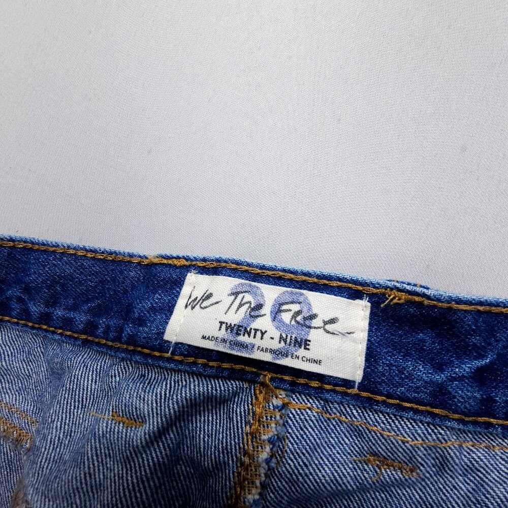 Free People High Rise Patchwork Jeans - Blue and Multicolor - Picture 12 of 14